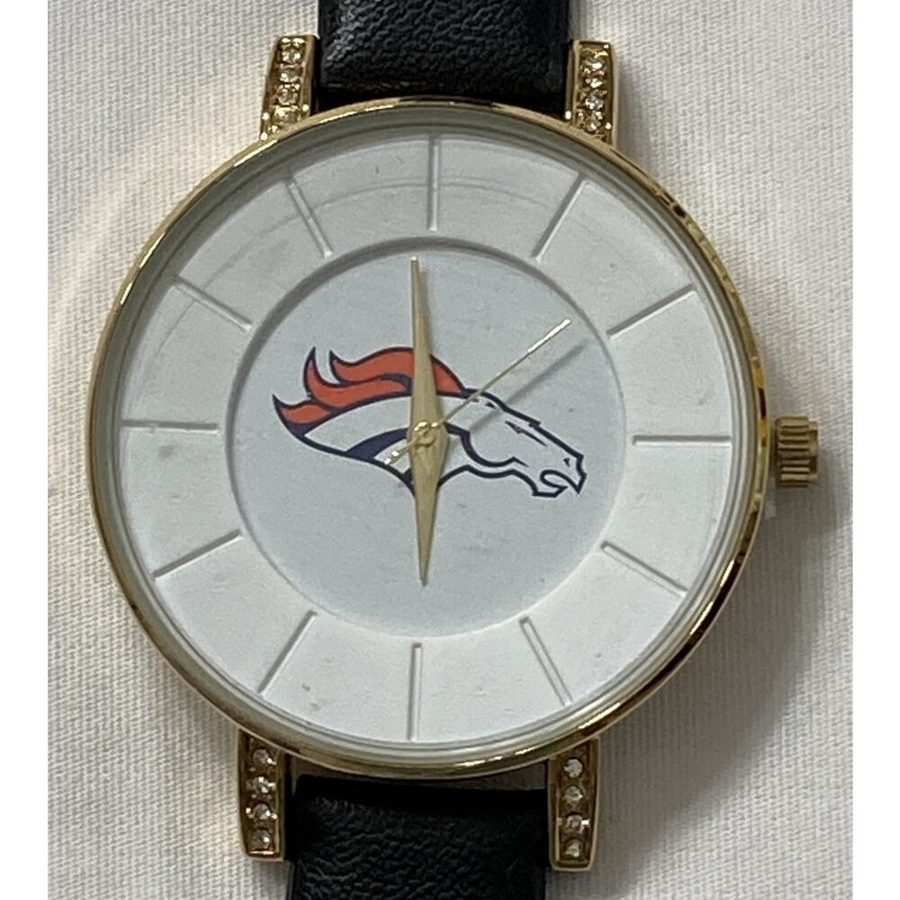 New Women's Denver Broncos Lunar Style Sparo Sports Watch Black Leather Band